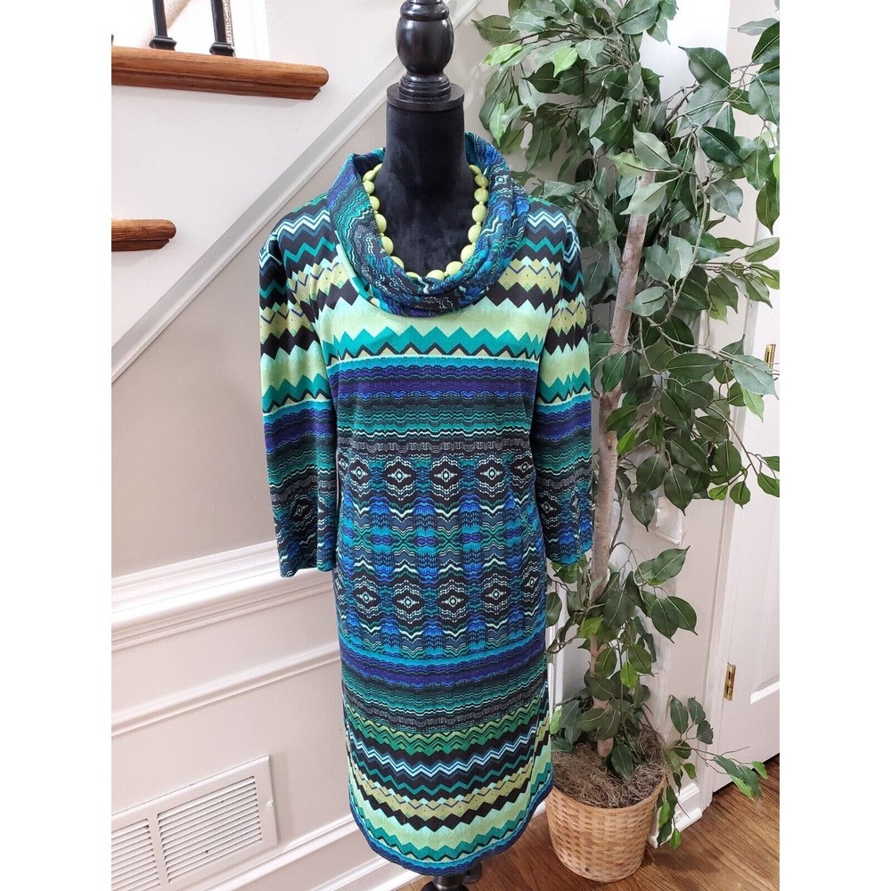 Perceptions Women's Polyester Turtle Neck Long Sleeve Knee Length Dress Size 2XL